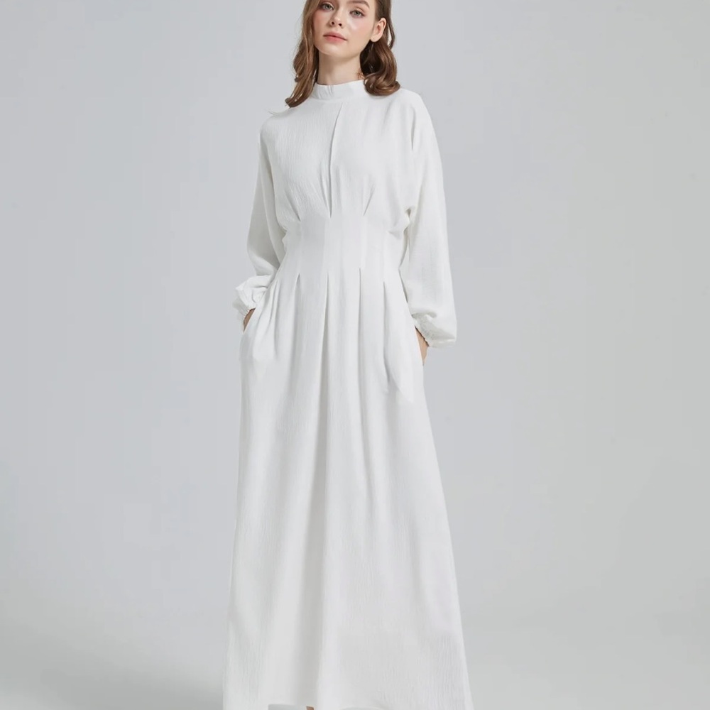 Chic White Long Sleeve Maxi Dress